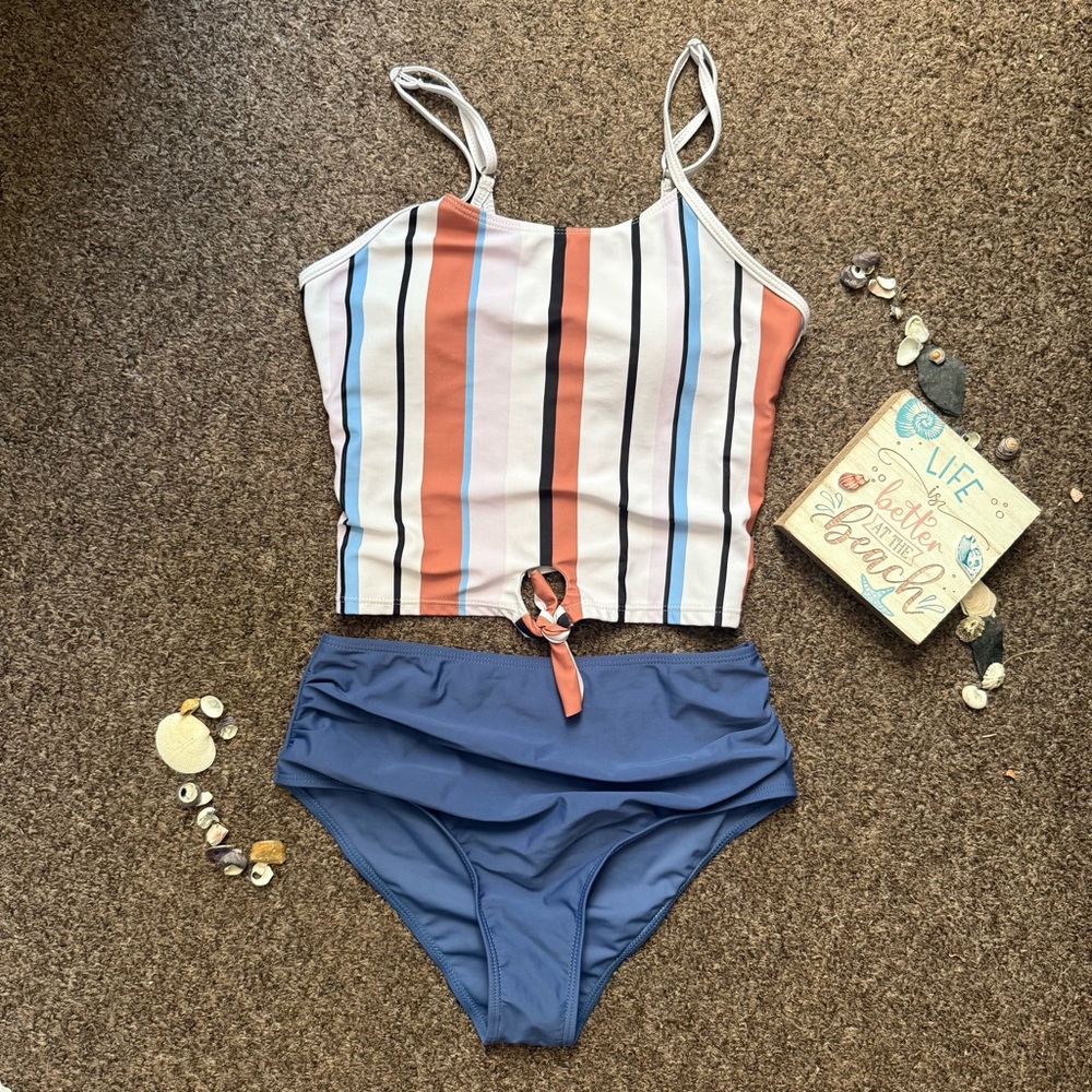 SHEIN Multicolor Striped Swim Set